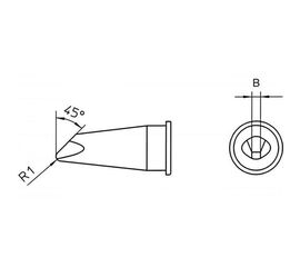 LHT-D45 Μύτη ατομωμένη με κλίση για κολλητήρια Weller WSP-150