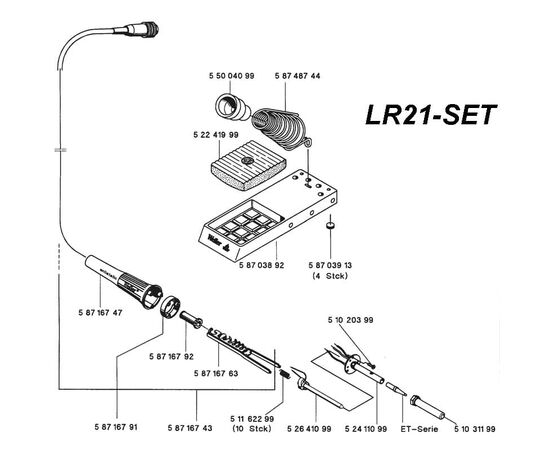 LR-21-SET Weller Στέλεχος LR-21 με βάση στήριξης WDH-30