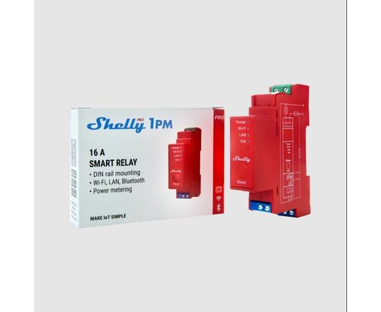 Shelly Pro 1PM-Smart Ρελλέ Ράγας 1 Κανάλι 16Α WIFI, LAN, Bluetooth